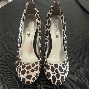Cosmopolitan Black and Cream Patterned Heels